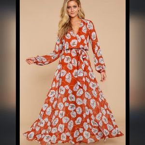 Aakaa Floral Long Sleeve Maxi Dress
